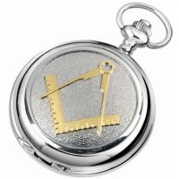 Masonic Chrome-Plated Mechanical Double Hunter Pocket Watch