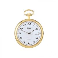 Gold Plated 17 Jewel Mechanical White Open Face Pocket Watch
