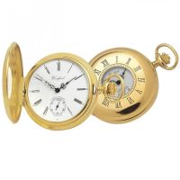 Gold Plated 17 Jewel Swiss Mechanical Half Hunter Pocket Watch