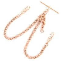Rose Gold Plated 12 Inch Double Medium Albert Pocket Watch Chain