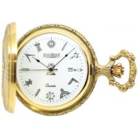Full Hunter Gold Plated  Masonic Quartz Pocket Watch