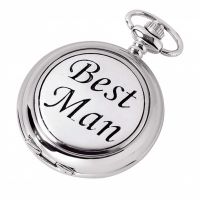 Best Man Chrome/Pewter Mechanical Double Hunter Pocket Watch