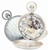 Swiss Movement Sterling Silver Double Hunter Mechanical Pocket Watch With Chain