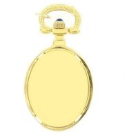 Gold Plated Open Face Quartz Oval Pendant Necklace Watch