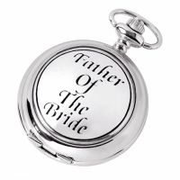 Father Of Bride Chrome/Pewter Mechanical Double Hunter Pocket Watch