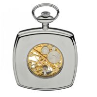 Chrome/gold Plated Two Tone Mechanical Open Face Pocket Watch