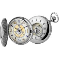 Chrome Plated Half Hunter Masonic Mechanical Pocket Watch