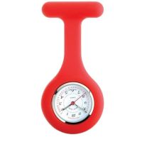 Red Silicone And Stainless Steel Fob Watch