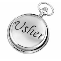 Usher Chrome/Pewter Quartz Full Hunter Pocket Watch