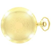 Gold Plated Masonic Engine Turned Quartz Full Hunter Pocket Watch