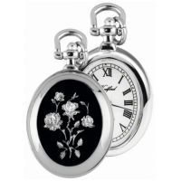 Chrome Plated Open Face Flower Pendant Watch