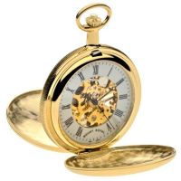 Gold Plated Mechanical Double Hunter Pocket Watch