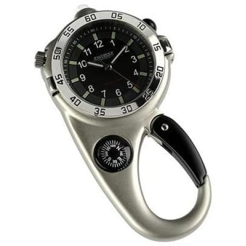 Carabiner Stainless Steel Black Compass Clip Watch D19 | Pocketwatch Uk