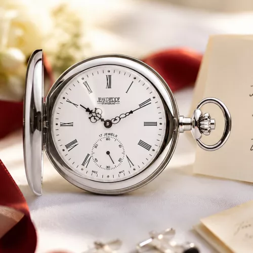 Chrome Plated Mechanical Half Hunter Pocket Watch