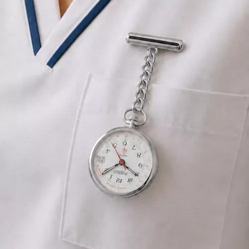 Chrome Plated Quartz Nurses Fob Watch