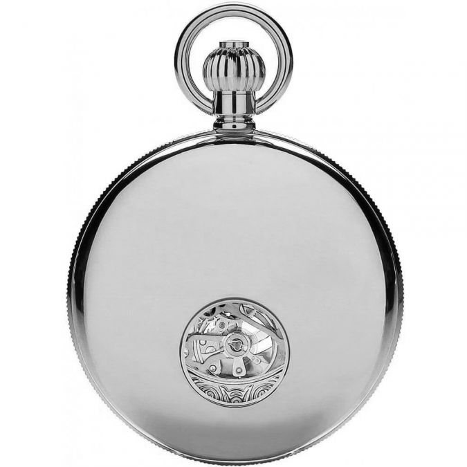 Chrome Double Half Hunter Mechanical Pocket Watch With Roman Numerals