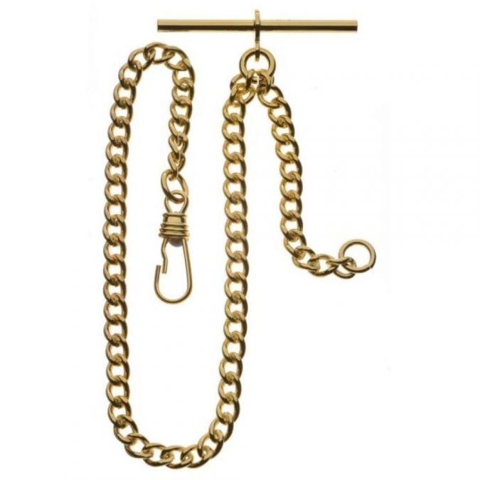 Gold Plated Two Chain Bundle Bolt Ring & T-Bar