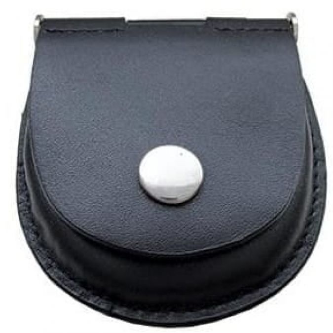 Petite Black Leather Pocket Watch Pouch