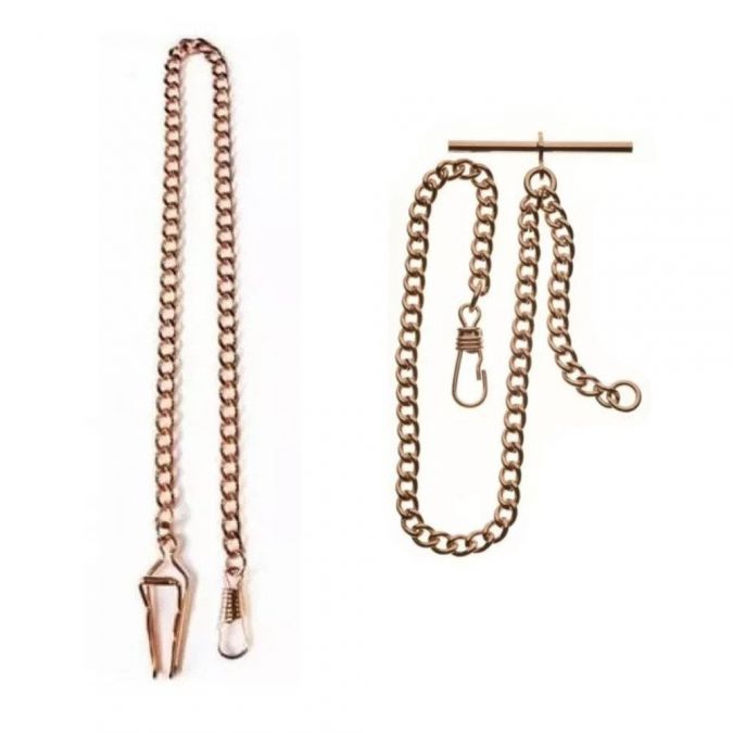 Rose Gold Plated Two Chain Bundle T-Bar & Belt Loop