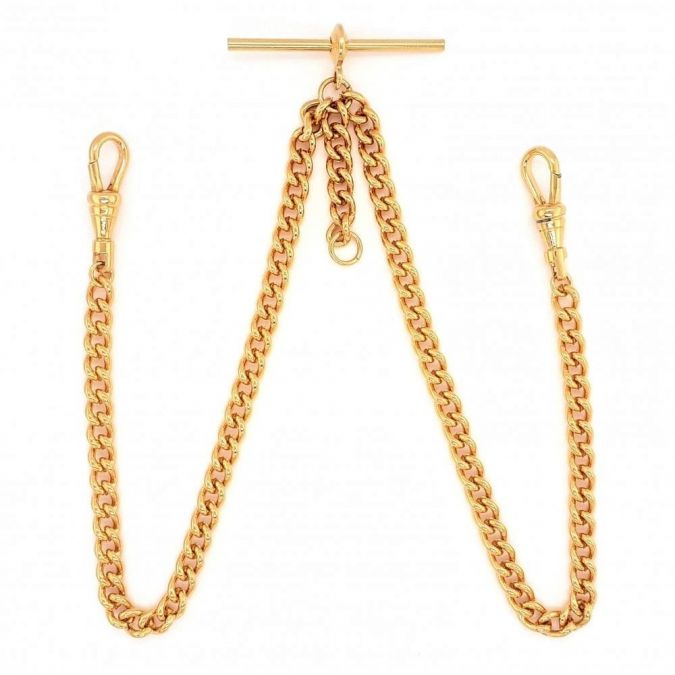 9ct Rolled Gold 16 Inch Double Albert Pocket Watch Chain