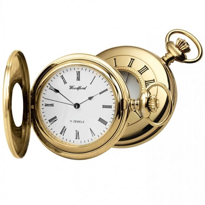 Half Hunter 17 Jewel Gold Mechanical Pocket Watch