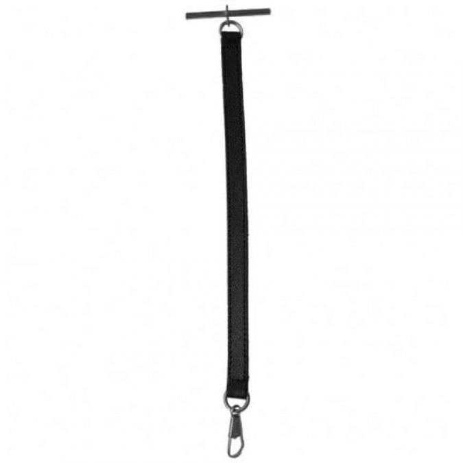 Black Leather Pocket Watch Strap - Stainless Steel T-Bar