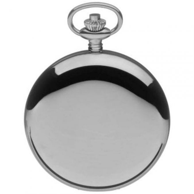 Chrome Plated Full Hunter Quartz Pocket Watch with Roman Numerals
