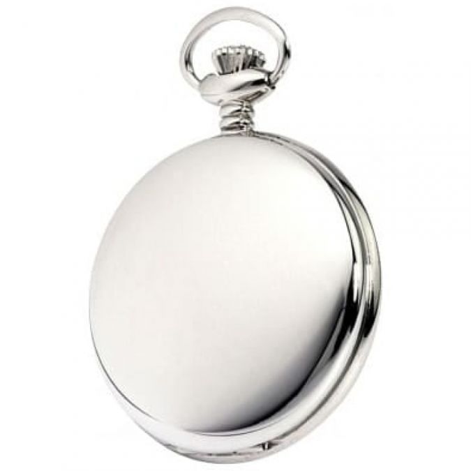 Double Hunter Sterling Silver Mechanical Pocket Watch With Albert T-bar Chain