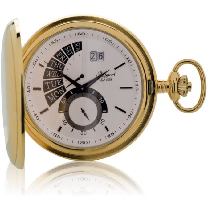 Gold Plated Date Display Hunter Pocket Watch