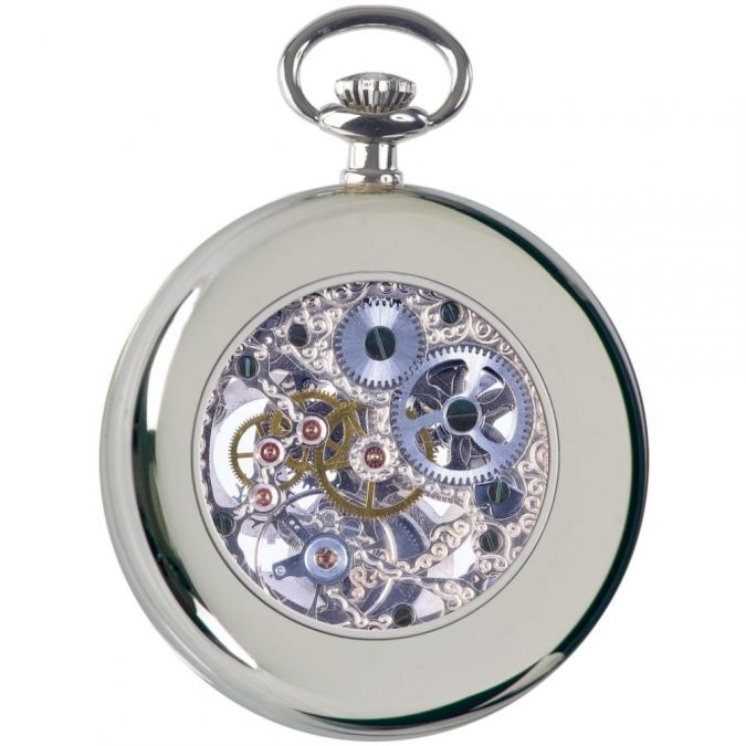 Silver Tone Open Face 17 Jewel Mechanical Pocket Watch