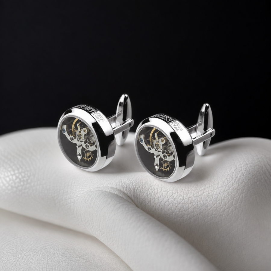 Tourbillon Style Chrome Plated Cufflinks