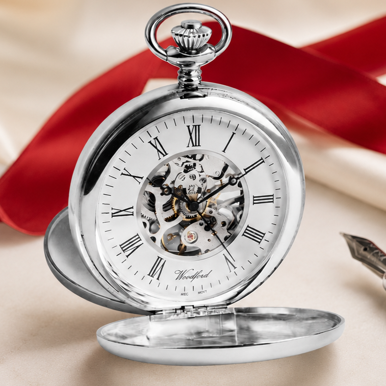 Sterling Silver Double Hunter Mechanical Pocket Watch
