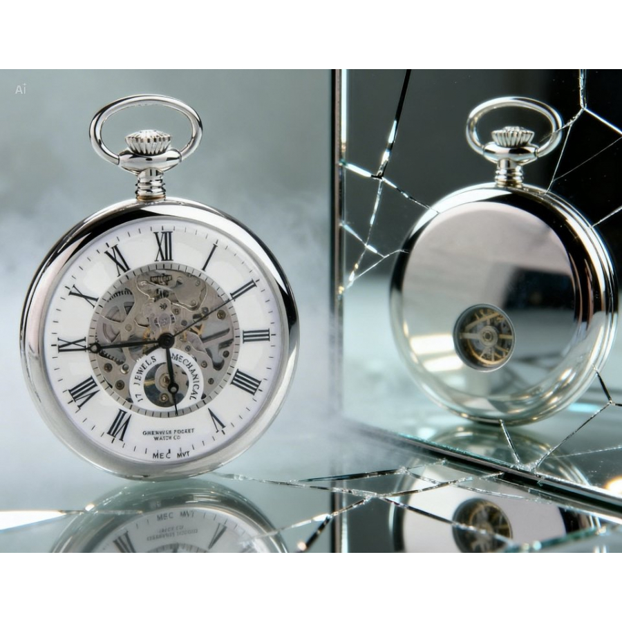 The Eltham - Chrome Mechanical Open Face Pocket Watch