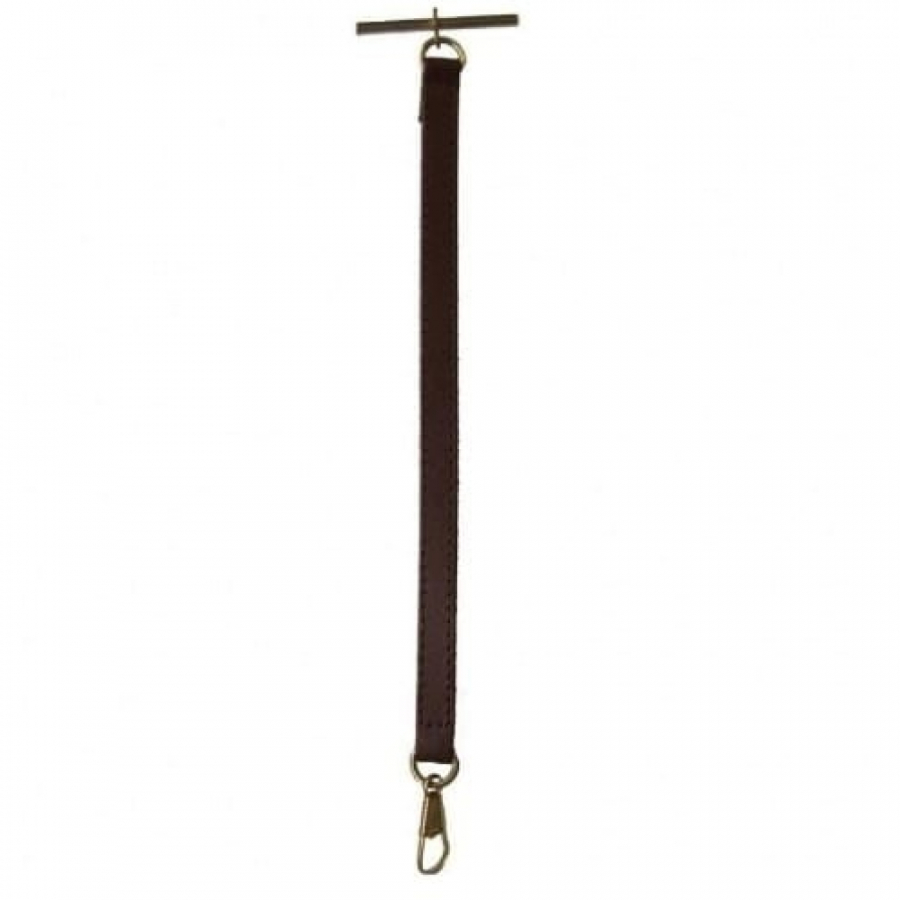 Brown Leather Pocket Watch Strap Gold T-Bar