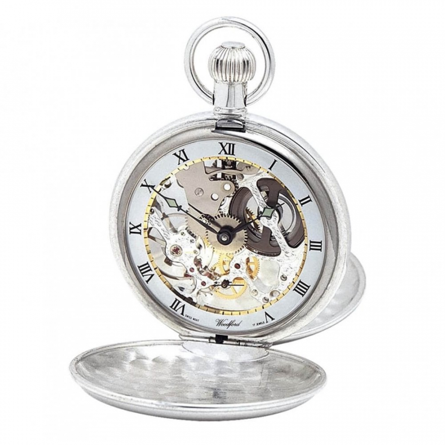 Swiss Movement Sterling Silver Double Hunter Mechanical Pocket Watch Without Chain