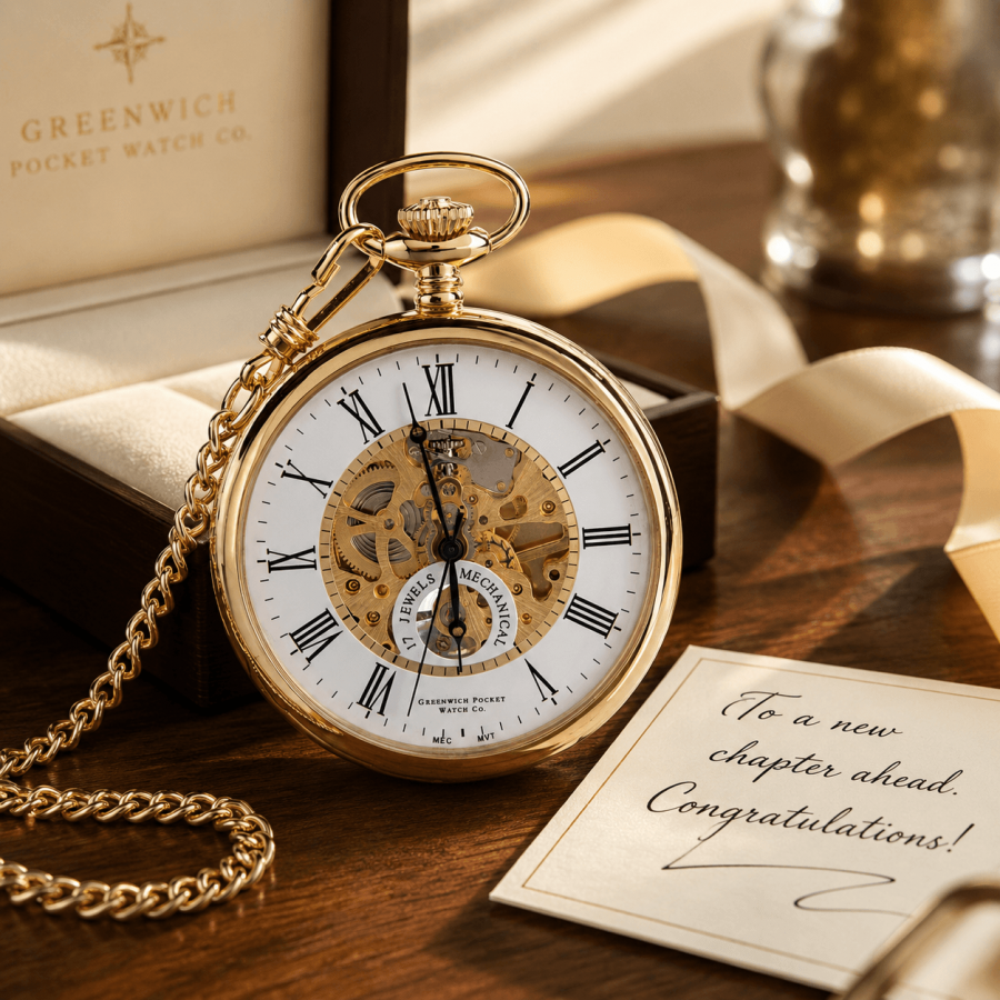 The Eltham - Gold Mechanical Open Face Pocket Watch