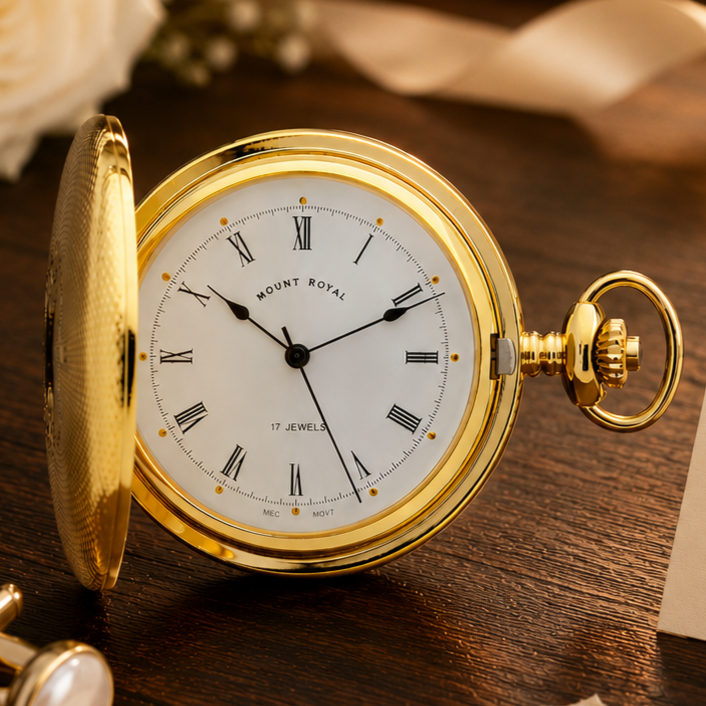 Gold Plated Mechanical Full Hunter Pocket Watch