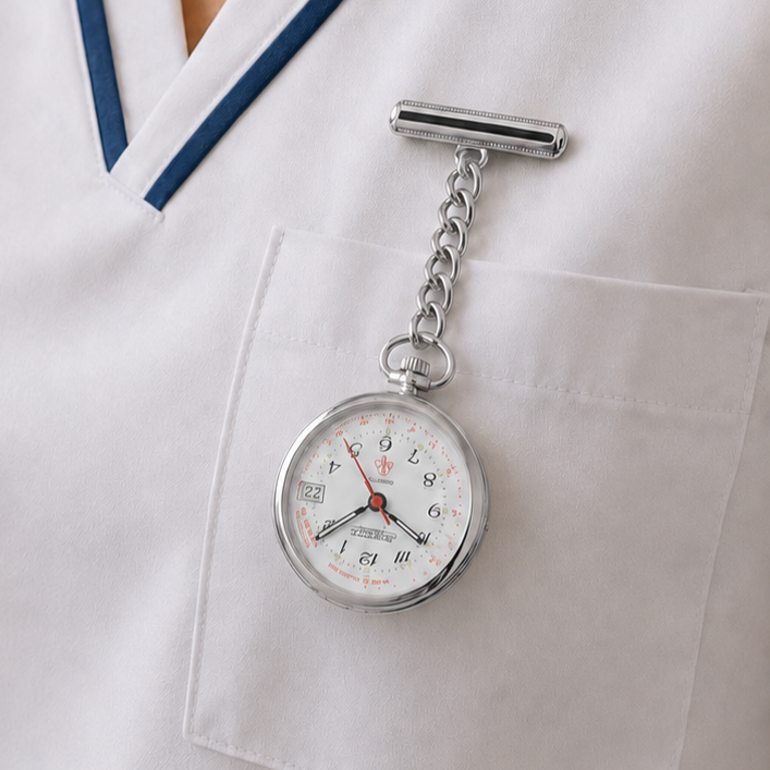 Chrome Plated Quartz Nurses Fob Watch