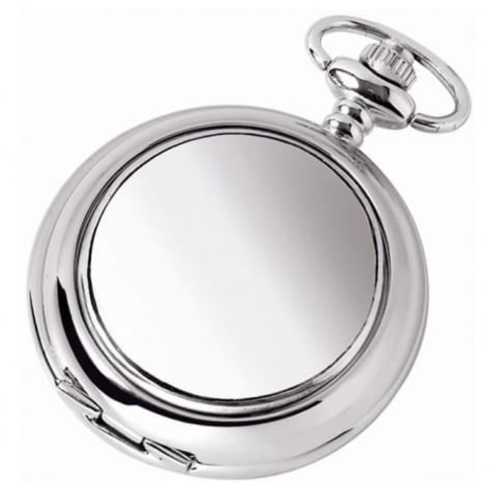 Woodford Plain Chrome/Pewter Quartz Full Hunter Pocket Watch