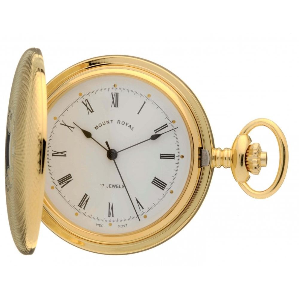 Mount Royal Gold Tone Mechanical Full Hunter Pocket Watch B10M ...