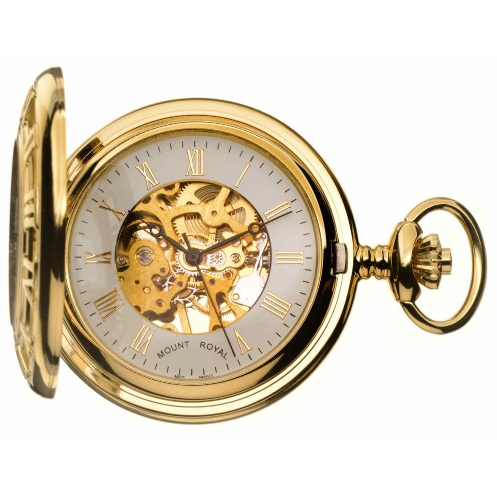 Mount Royal Half Hunter Gold Plated Pocket Watch B36 Pocketwatch Uk