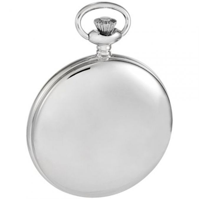 Chrome Plated Open Back Skeleton Full Hunter Pocket Watch