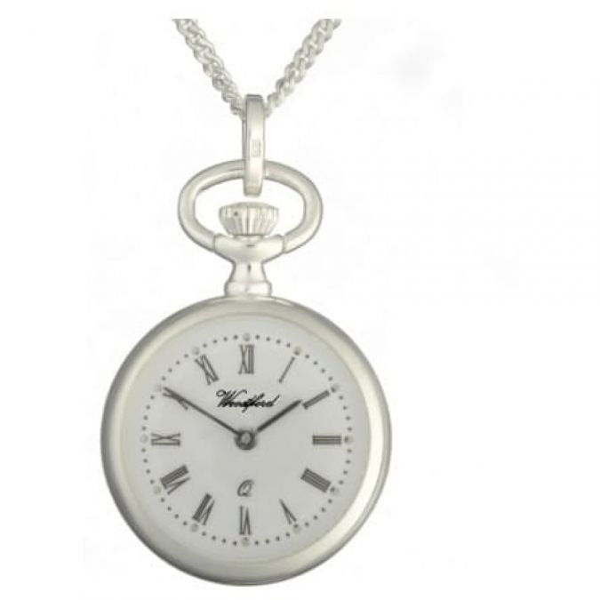 Sterling Silver Open Face Pendant Necklace Watch