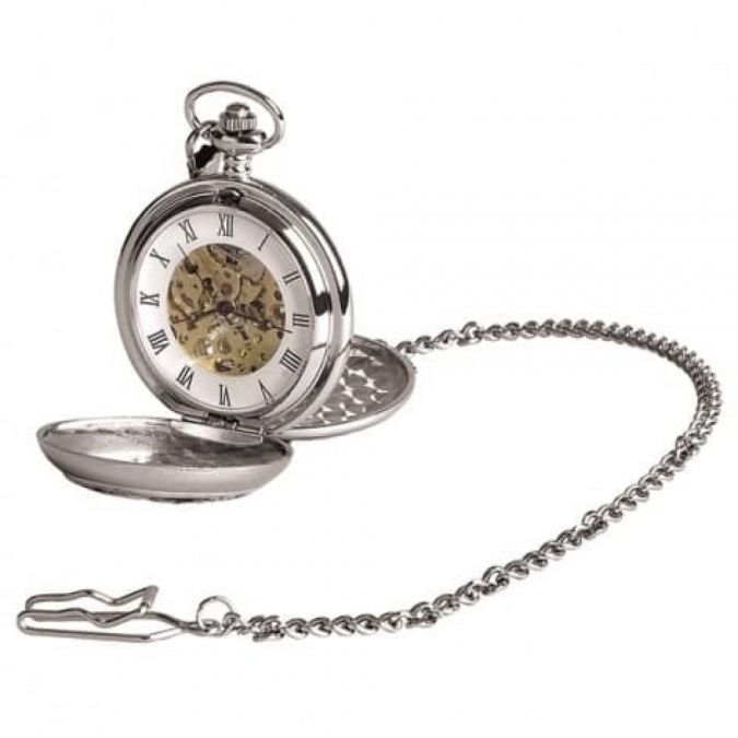 21 Chrome/Pewter Mechanical Double Hunter Pocket Watch