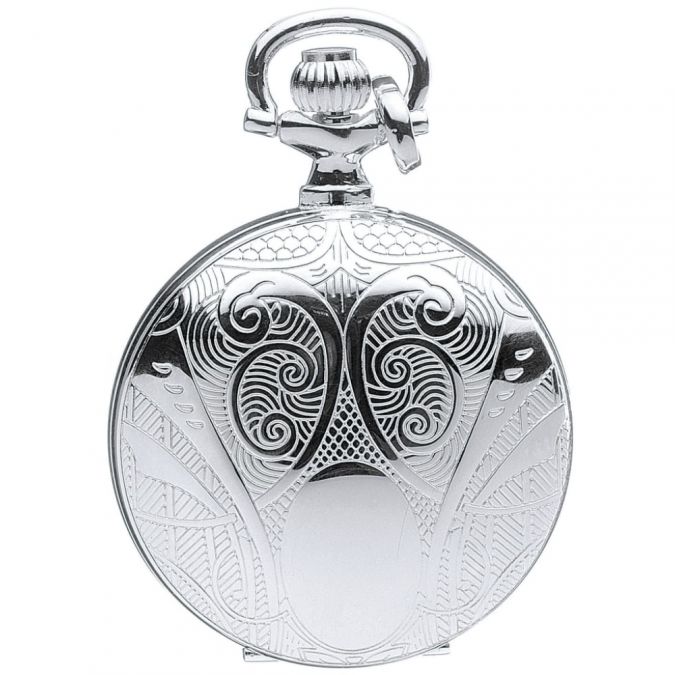 Womens Sterling Silver Pendant Watch With Engravable Shield