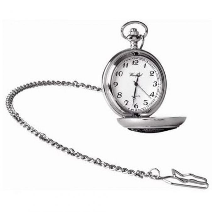 Golfing Chrome/Pewter Quartz Full Hunter Pocket Watch