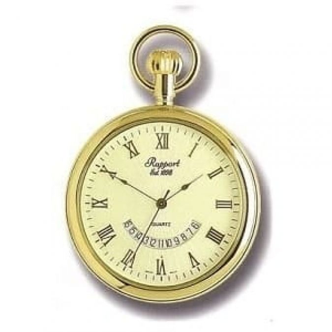Gold Plated Polished Swiss Quartz Open Face Pocket Watch