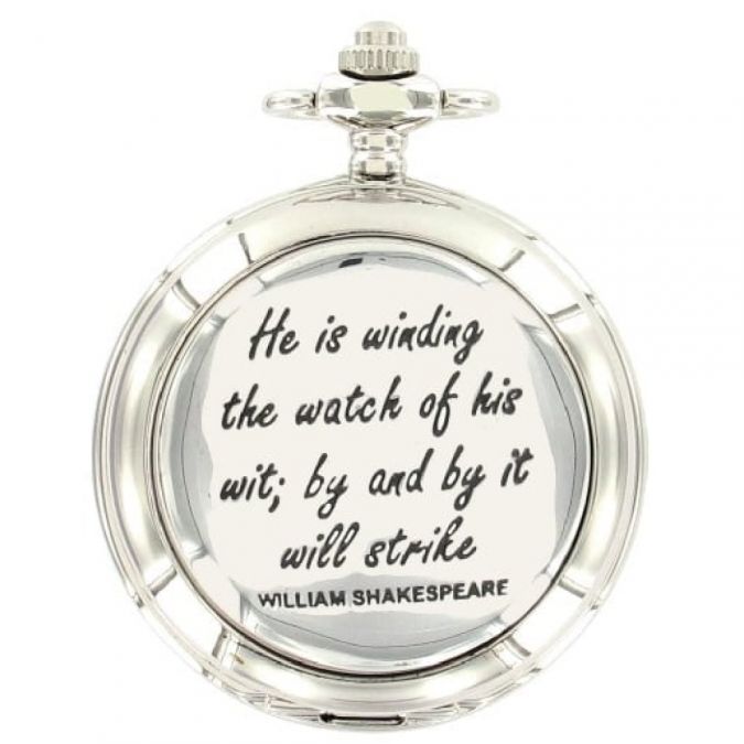 William Shakespeare Chrome Quartz Full Hunter Pocket Watch