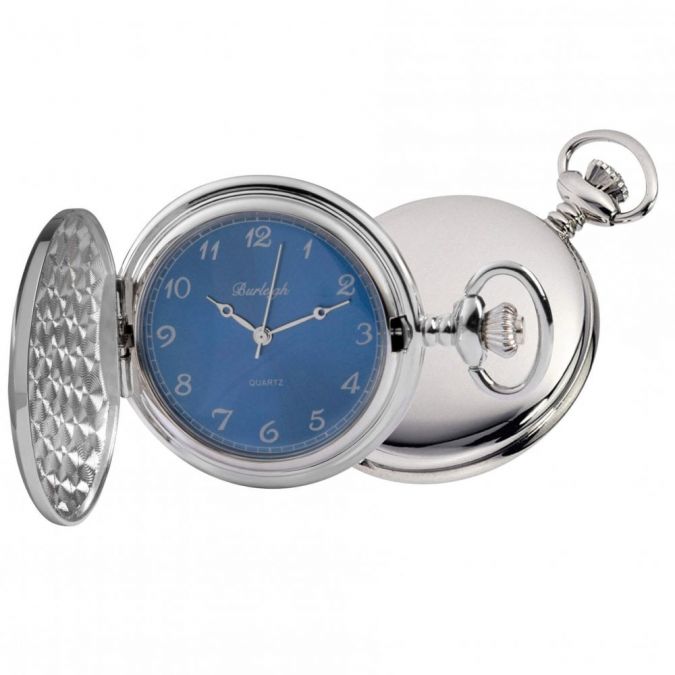 Chrome Full Hunter Quartz Blue Dial