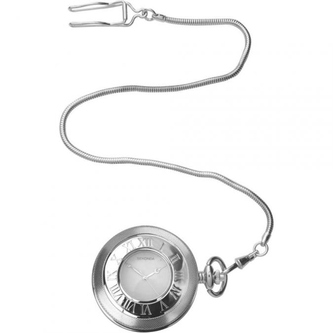 Stainless Steel Quartz Half Hunter Pocket Watch